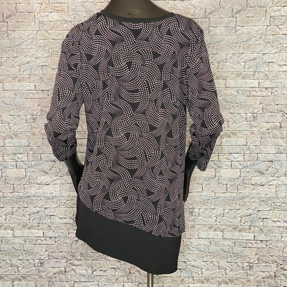 Susan Graver Tunic Style Top Asymmetrical Hem Womens Size Medium V Neckline - Picture 4 of 5
